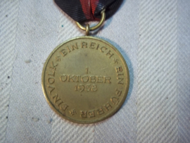 German anschluss 1-10-38 medal. Duitse 1 oktober 1938 medaille