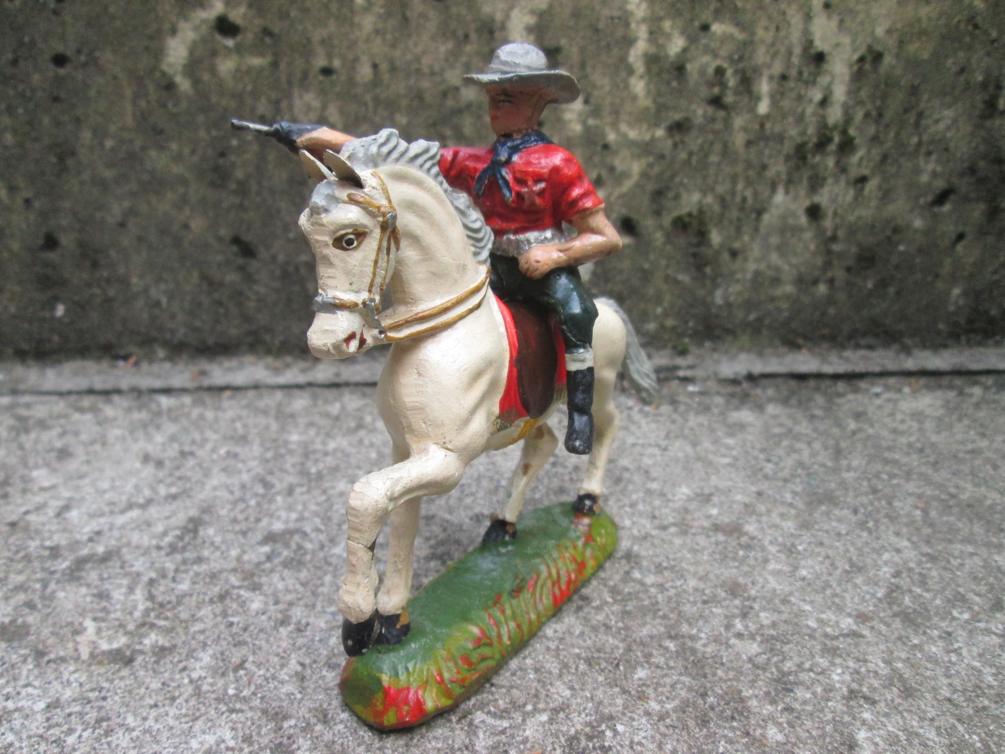 DURSO cowboy on horse with 1 revolver Durso cowboy op paard