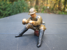 ELASTOLIN Belgium soldier, Belgische soldaat die een machinegeweer bediend, MG werkt. bijzonder stuk