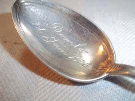 Belgium silver hallmarked spoon.Zilveren lepel, 3-4-juni 1900 te Beverloo, bekend legerkamp van de Jagers- Verkenners, Chasseurs-eclaireus, zeer bijzonder, met zilver stempels.