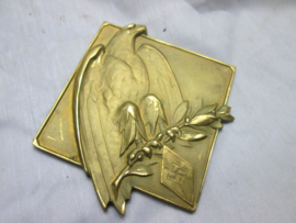 HJ sporting medal gilt. Duitse plaquette Hitler- Jugend, vuurverguld, groot formaat mooi afgewerkt, Leistungsklassen Kämpfe 1940, TOP stuk