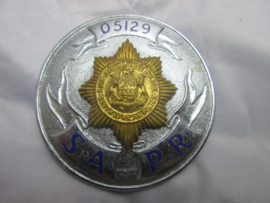 South- Africa police badge. Zuid- Afrikaans politie embleem met nummer.