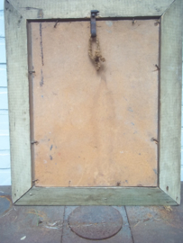 Schilderij, Hulde aan de gevallen Nederlandse soldaat. geschildert op hout met ook geschilderde lijst, naoorlogs productie uit 1945 zeer bijzonder stuk huisvlijt met oog voor detail.
