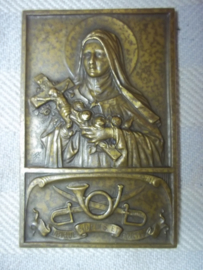 Belgium plaque,Christian talisman,  with army badge. Katholieke amulet, gegeven aan soldaten van  de 1e  Jagers te paard,  afgebeeld Maria en het embleem van het legeronderdeel zeer zeldzaam item.