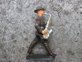 ELASTOLIN American Army Drum band with metal instruments. Amerikaans leger drumband met metalen instrumenten MINT staat TOP