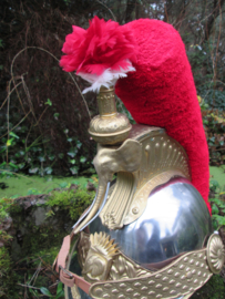 Ceremonial helmet of the Ivory Coast. Looks like the French Curasier helmet.  Republique de Cote  d'Ivoire. Parade helm prototype Ivoorkust, met i.p.v. Medusa hoofd een olifanten kop met slagtanden zeer bijzonder.