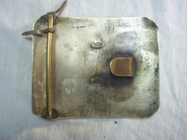 Very rare buckle. Zeer zeldzame en museaal koppelslot VELDWACHTER  LEERBROEK, van Berlijns zilver.