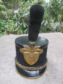 US shako of the West=Point Military school. academie. Amerikaanse shako van de Militaire akademie West- Point, oud model mooi gemarkeerd decoratief hoofddeksel. gedragen staat.