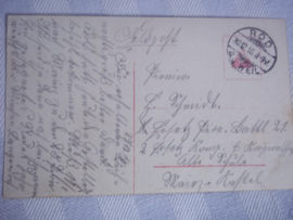 Duitse postkaart WIEDERSEHEN beschreven.