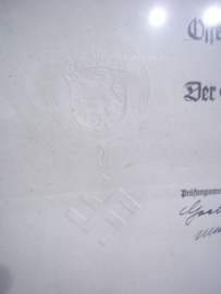 Duits ingelijste gezellen brief 1934, met zeer bijzondere stempel gedrukt in het papier. zeer bijzonder