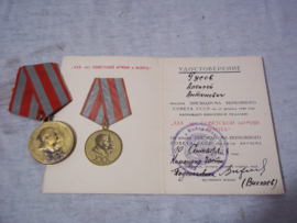 Russian medal Stalin period, with documents. Russische medaille Stalin periode met kaart. 1948.