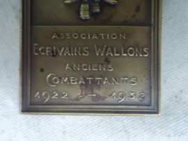 Belgium plaque 1922- 1932 for the vets of world war 1. Belgische plaquette 10 jaar wallonische oud strijders vereniging.