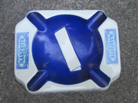 Advertisment ashtray, cigaret paper. Reclame asbak voor MASCOTTE vloeitjes, kleurrijk decoratief, goed staat.