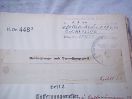 Dienstlehr buch Wehrmacht- Reichswehr Entfernungsmesser. Instructieboek afstandsmeter  mooi gestempelt en compleet.