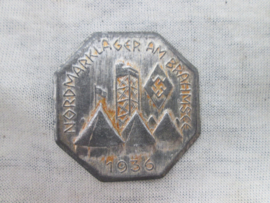 German tinnie, rally badge, Duitse tinnie, H.J. - Hitler- Jugend. Nordmarklager am Brahmsee 1936. no maker, no pin. Duitse blikken tinnie zonder speld. niet gemakkelijk te vinden.