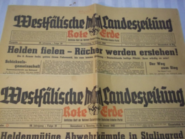 2 Duitse kranten met een decoratieve hoofdtitel.