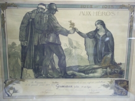 Remembrance poster 1914 - 1918 of a died Belgium soldier. Herinneringsplaat, overleden Belgische soldaat nooit uit de lijst geweest