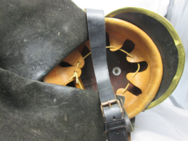 Leather fire department helmet of the City of Amsterdam. Leren Amsterdamse brandweerhelm. zeer nette staat, met brandweerstempel aan de binnenkant.