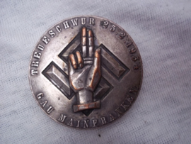 German tinnie, rally badge, Duitse tinnie, Treueschwur 25-2-1934- Gau Mainfranken.