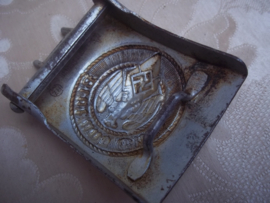 German HJ buckle Hitler youth, nicely marked ASMANN RzM stamp ges.gesch. with several numbers, Duits metalen Hitler Jugend gesp mooi gemarkeerd, duidelijke slag goede kwaliteit.