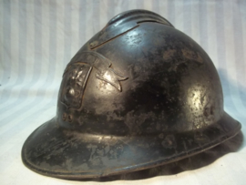 French helmet DP Defense Passive with citation above the helmet badge very rare. Franse helm Luchtbescherming met banderol NORD zeer apart