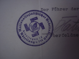 German letter, NSDAP. Duitse brief me tmooi briefhoofd Arbeidsdienst der NSDAP, met mooie stempels.