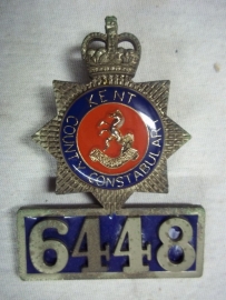 Indentification badge with number of the Sussex police.Politiebrevet met persoonlijk nummer. apart goede staat