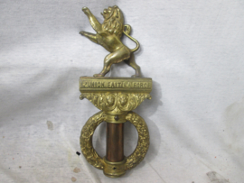 Belgium flagpole, gilt.  Belgische vlaggenstandaard vuurverguld, het kleinere model, zeer bijzonder stuk.