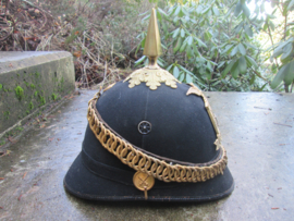 US cloth helmet M1860 New/York National Guard Excelsior Brigade 1861/1864 Pinhelm Amerikaanse helm vuurverguld beslag nette staat bijzonder stuk.