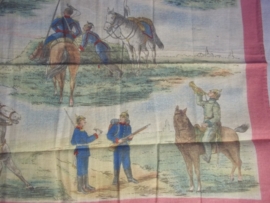German handkerchief, with patriotic drawings. Duitse zakdoek met militaire afbeeldingen, vrij moeilijk te vinden items,