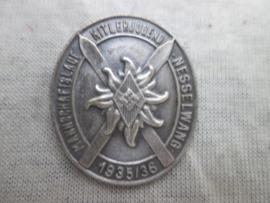 German tinnie, rally badge, Duitse tinnie H.J. Mannschaftslauf Hitler Jugend Nesselwang 1935-1936. zeldzame ski tinnie, dit is een originele, de geemailleerde zijn copien uit de jaren 60-70. very rare tinnie.