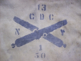 US backpack, Rock Island Arsenal, 1904-1905 Artillery, Amerikaanse rugzak vroeg model, dit soort rugzakken worden tegenwoordig veel verzameld, omdat ze voorzien waren van verschillende regiments en onderdeels emblemen