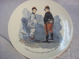 French reservist plate WW1, Frans karikatuur bord. Sarreguemines