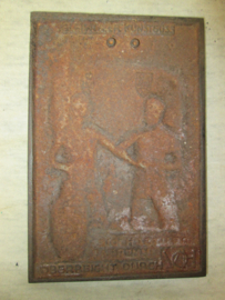 German iron plaque 1935 Deutsch die Saar immerdar. Duitse metalen plakette  10 bij 15 cm. met maker achterop, aparte plakette.