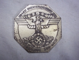 German badge NSKK Motorgruppe Sud west Orientierungsfahrt 1938 8cm.Duitse NSKK herinneringsplaquette