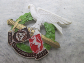 German tinnie, rally badge, Duitse tinnie, SA- gruppe Westfalen, SA Wehr- Wettkampftage 1939, hersteller Steinhauer en Lück. gemaakt van plastik. zeer nette staat