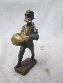 German soldier music corps. Duitse elastolin soldaat met muziek instrument. mooi gemerkt.