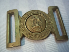 British buckle of the Royal marines with the old type of crown. Engels koppelslot Marines met de oorlogskroon.