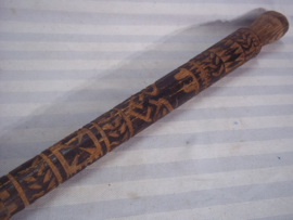 German walking stick with woodcarving, so called WOLCHOW- STICK. Duitse stok met houtsnijwerk, ijzeren kruis, RUSLAND  Adelaar met hakenkruis en andere symbolen, de zogenaamde Wolchow stok.