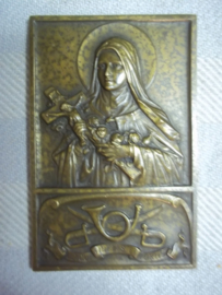 Belgium plaque,Christian talisman,  with army badge. Katholieke amulet, gegeven aan soldaten van  de 1e  Jagers te paard,  afgebeeld Maria en het embleem van het legeronderdeel zeer zeldzaam item.