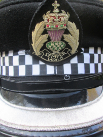 Scottish officers police cap with embroided badge. Schotse officiers politie pet met geborduurd embleem in bijna MINT conditie.
