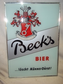 German advertisment billboard made of glass BECK`S beer. Glasreclame Duits bier jaren 60.