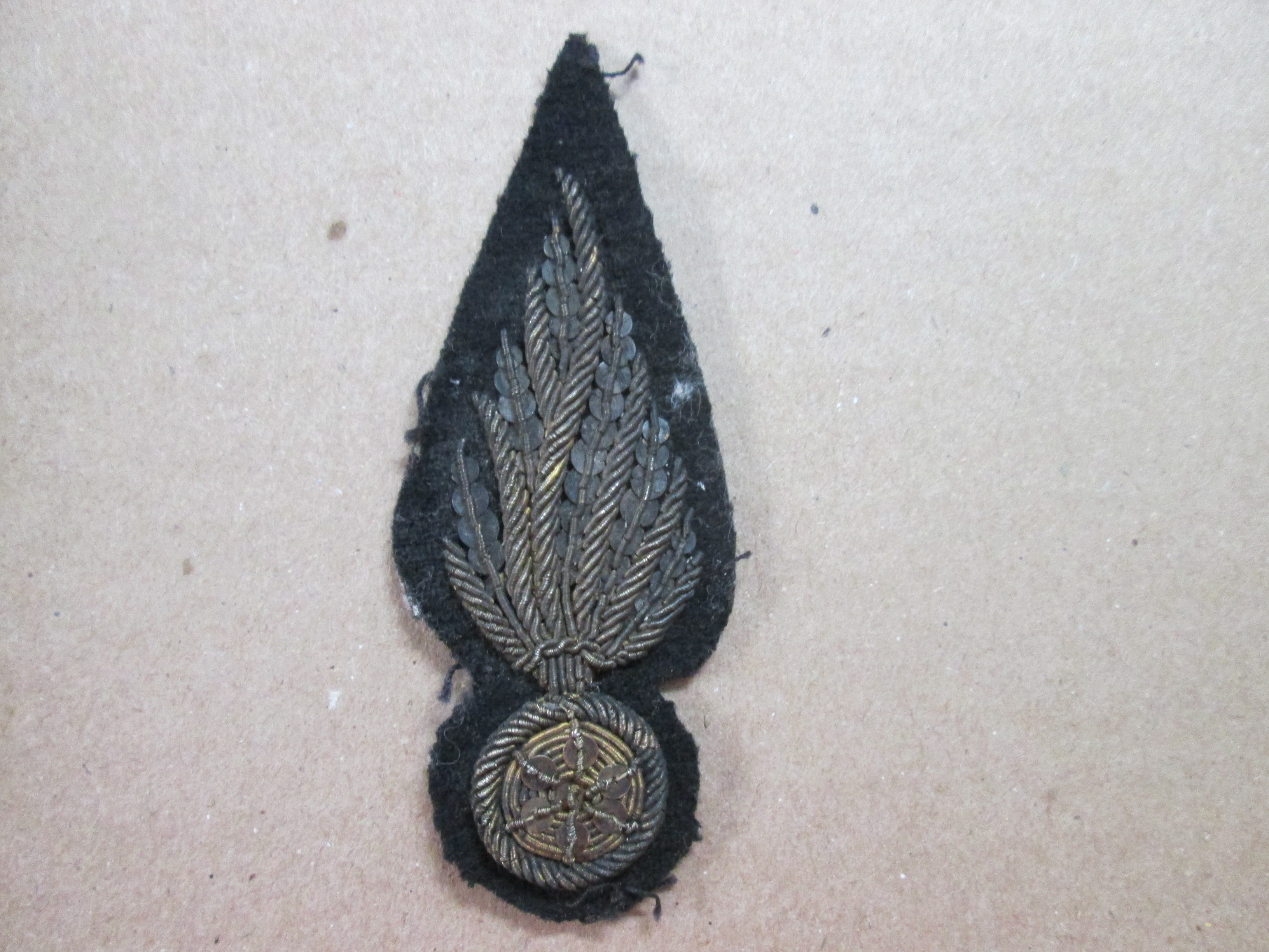 French qualification badge officer. Frans officiers mouwembleem zilver geborduurd.