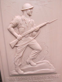 British memorial plaque for buying war bounds.  Salute the Soldier week. FOR FREEDOM War saving campaign 1944. presented by the war- office.