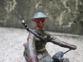 DURSO Belgium soldier on motor. Belgische soldaat op motor met belgische vlag. Brigade Piron of Jaren 50 .