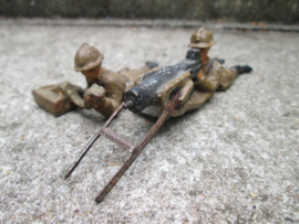 ELASTOLIN French soldiers behind machine gun.2 Franse soldaten achter mitrailleur.