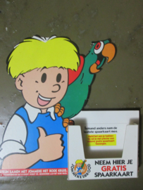Commercial cartoon display JEROME. Reclame standaard voor JEROME, en het Rode Kruis. kleurrijk ding Belgisch stripverhaal.