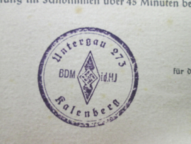 H.J.- Hitler- Jugend, BDM Bund Deutsche Mädel documents. H.J. - BDM sport oorkondes voor zwemmen, met het boekje voor het behalen van de DRL medaille brons, leuk lotje documenten, mooi gestempeld.