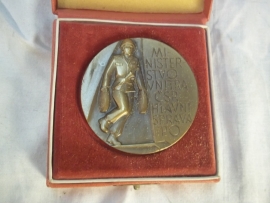 Table- medal in case Polnish firedepartment. Penning Poolse brandweer in doos.