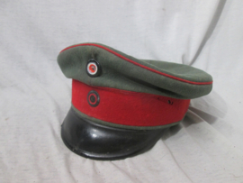 German NCO Artillery cap fieldgrey. Duitse manschappen/ Onderofficierspet feldgrau Artillerie kepie, Würtemberg, zeer nette gebruikte staat met 3 kleine motgaatjes niet storend, zeldzame pet.